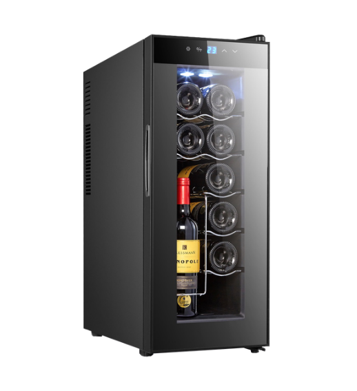 HTW 12-Bottle Wine Cooler Refrigerator, Freestanding Wine Fridge with Digital Control – T12