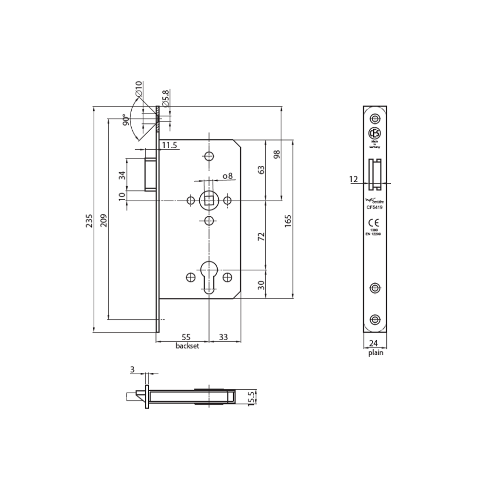 CESlocks 9200 F Nightlatch Lock Warrington Certifire Certificate M