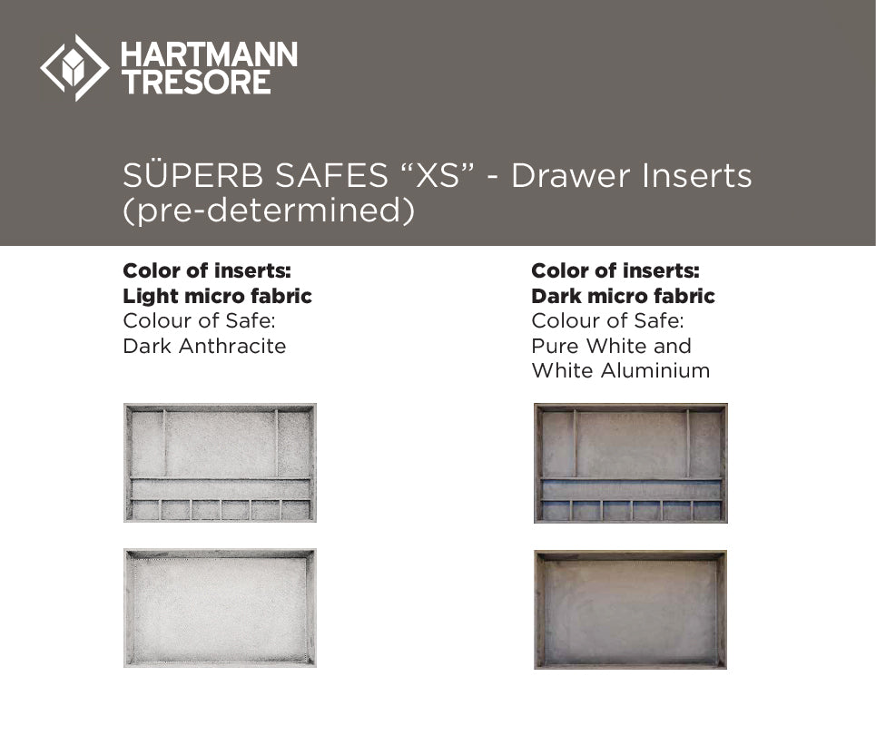 Luxury Safes - SÜPERB "XS" with digital lock and 2 drawers lined with micro fabric (Size: H 60.6 x W 63.6 x D 51 cm) - Hartmann Tresore Online Shop