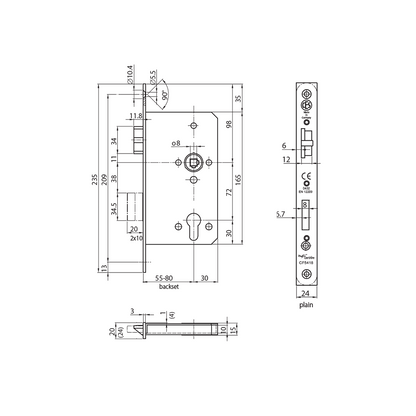 CESlocks  9100 Mortise Sashlock - Premium Class - Warrington Certifire Certificate - Made in Germany