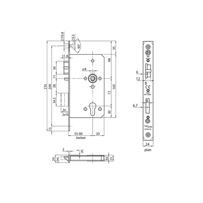CESlocks  9100SP Mortise Sashlock with Anti-Thrust Latch Premium Class - Warrington Certifire Certificate - Made in Germany